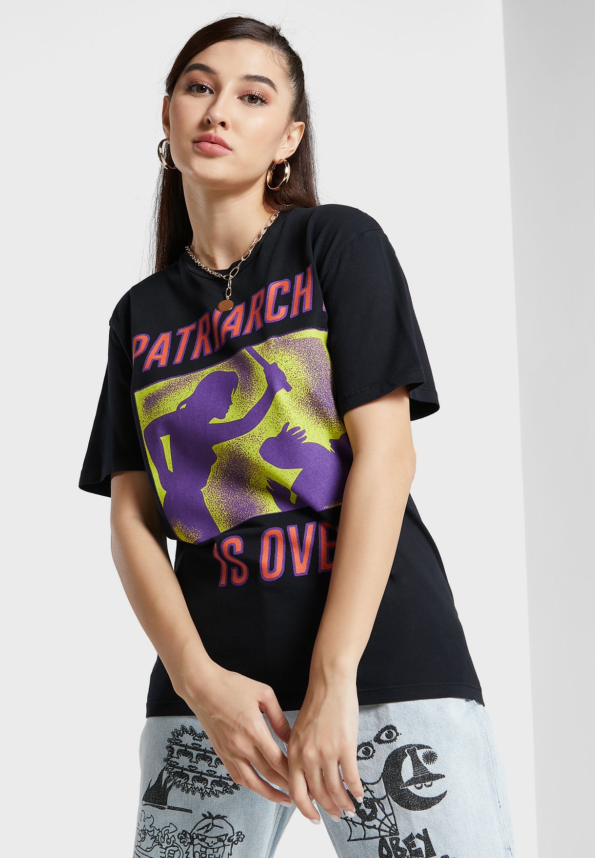 Buy Obey black Patriarchy Is Over T-Shirt for Women in MENA, Worldwide