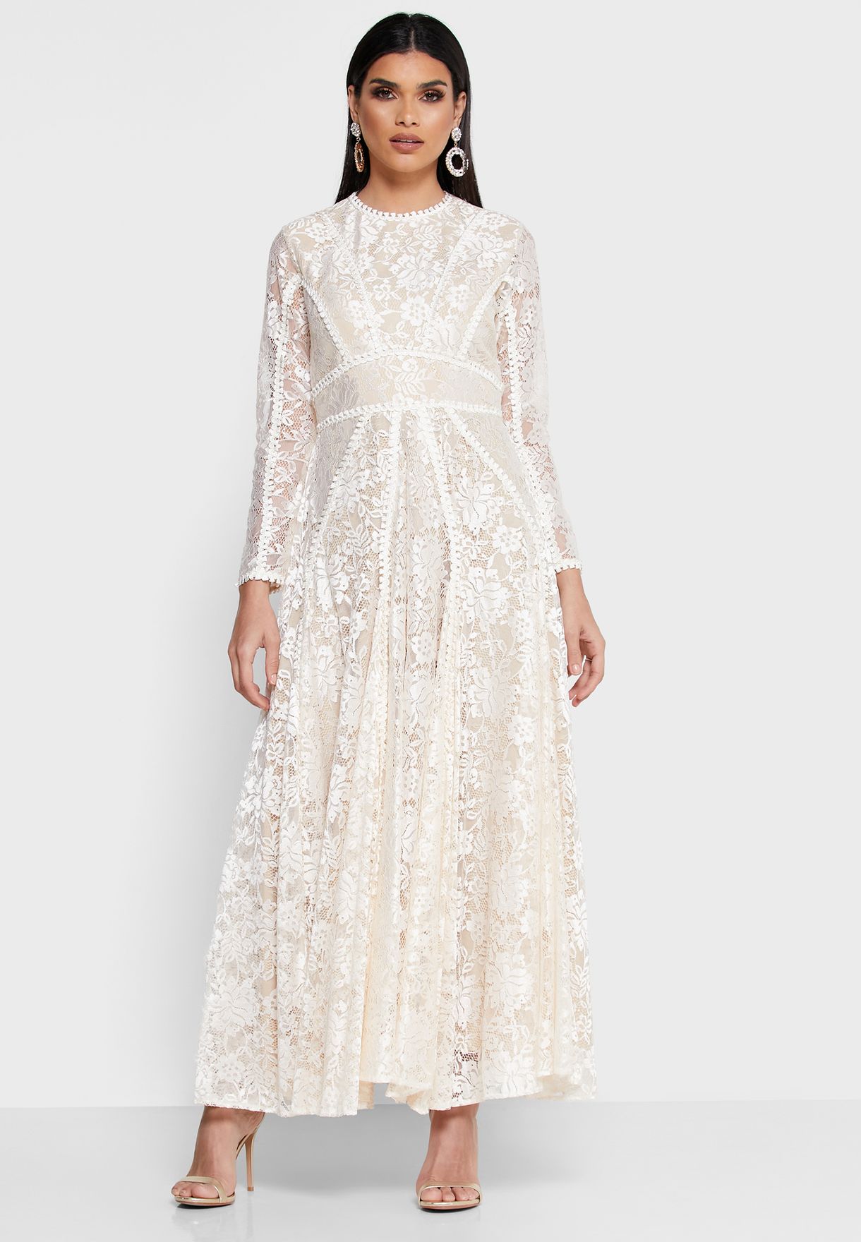 white lace overlay dress
