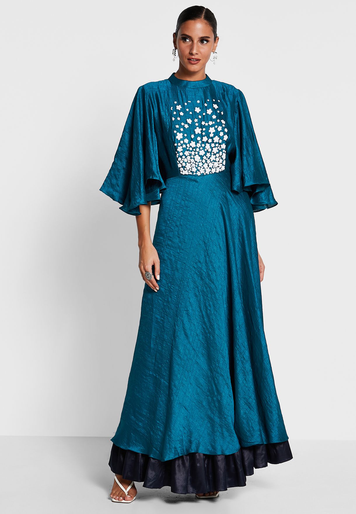 Buy Devoiler blue Flutter Sleeve Dress ...