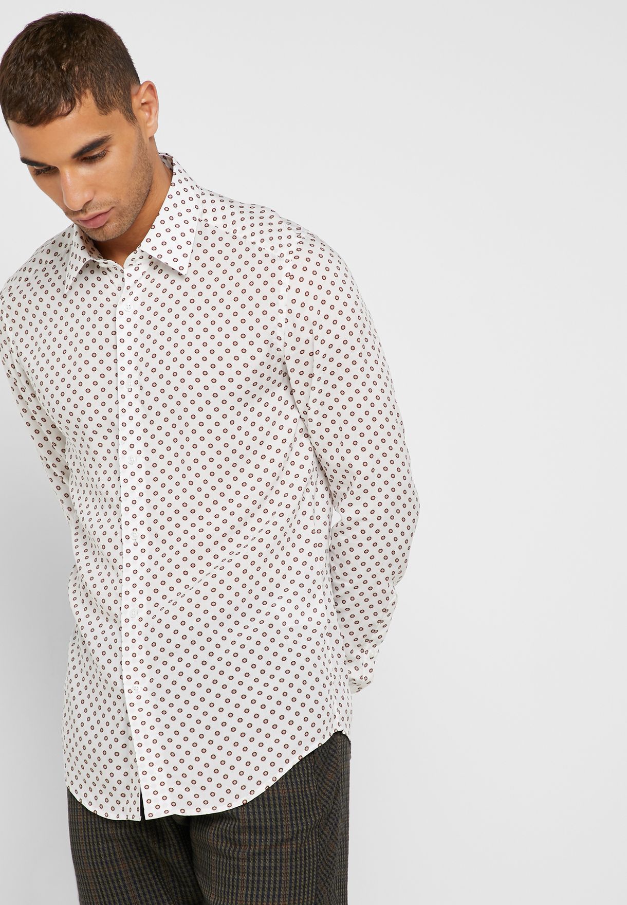 Treveiso Medallion Print Slim Fit Shirt