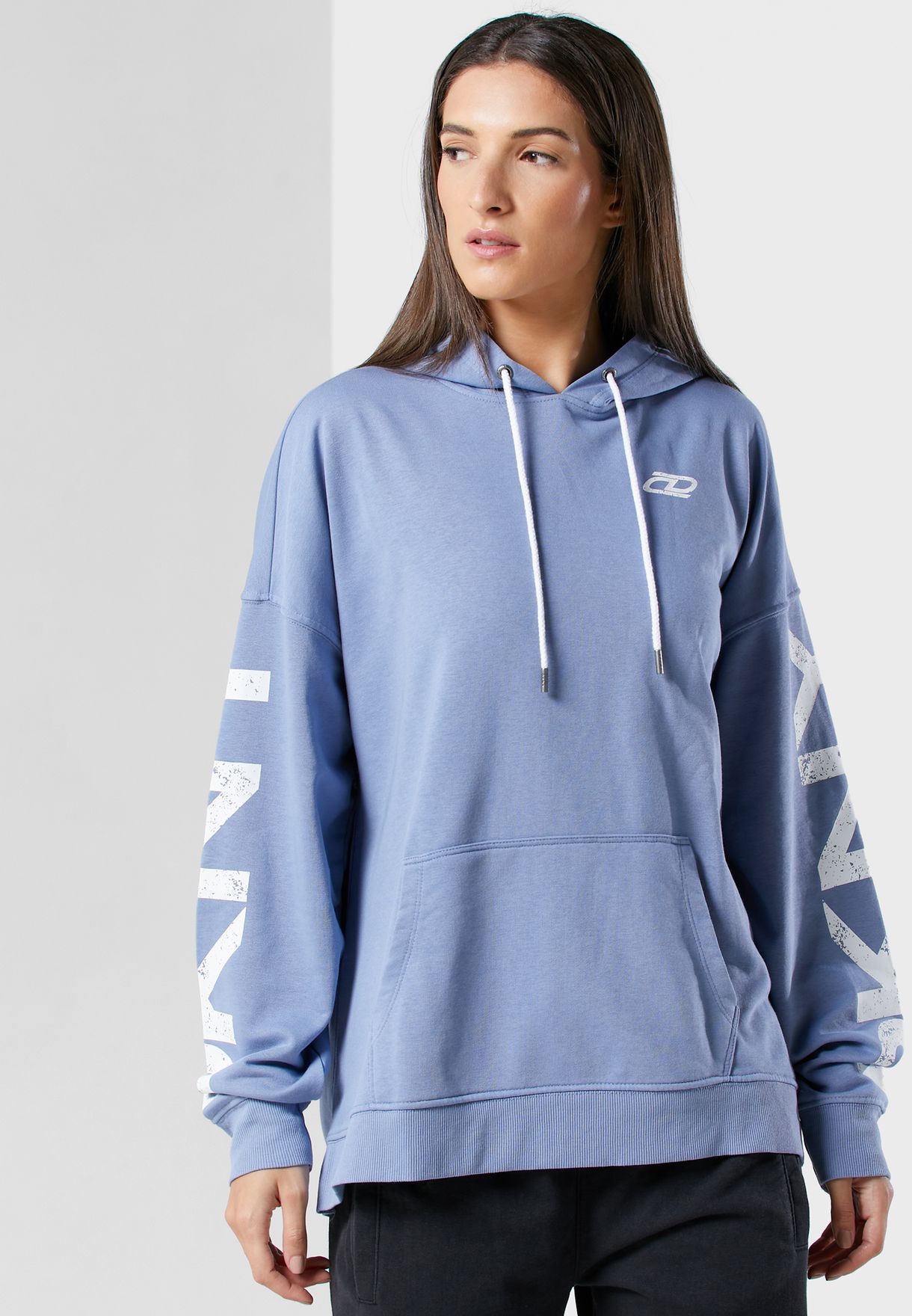 Buy Dkny Sport blue Distressed Logo Hoodie for Women in MENA, Worldwide
