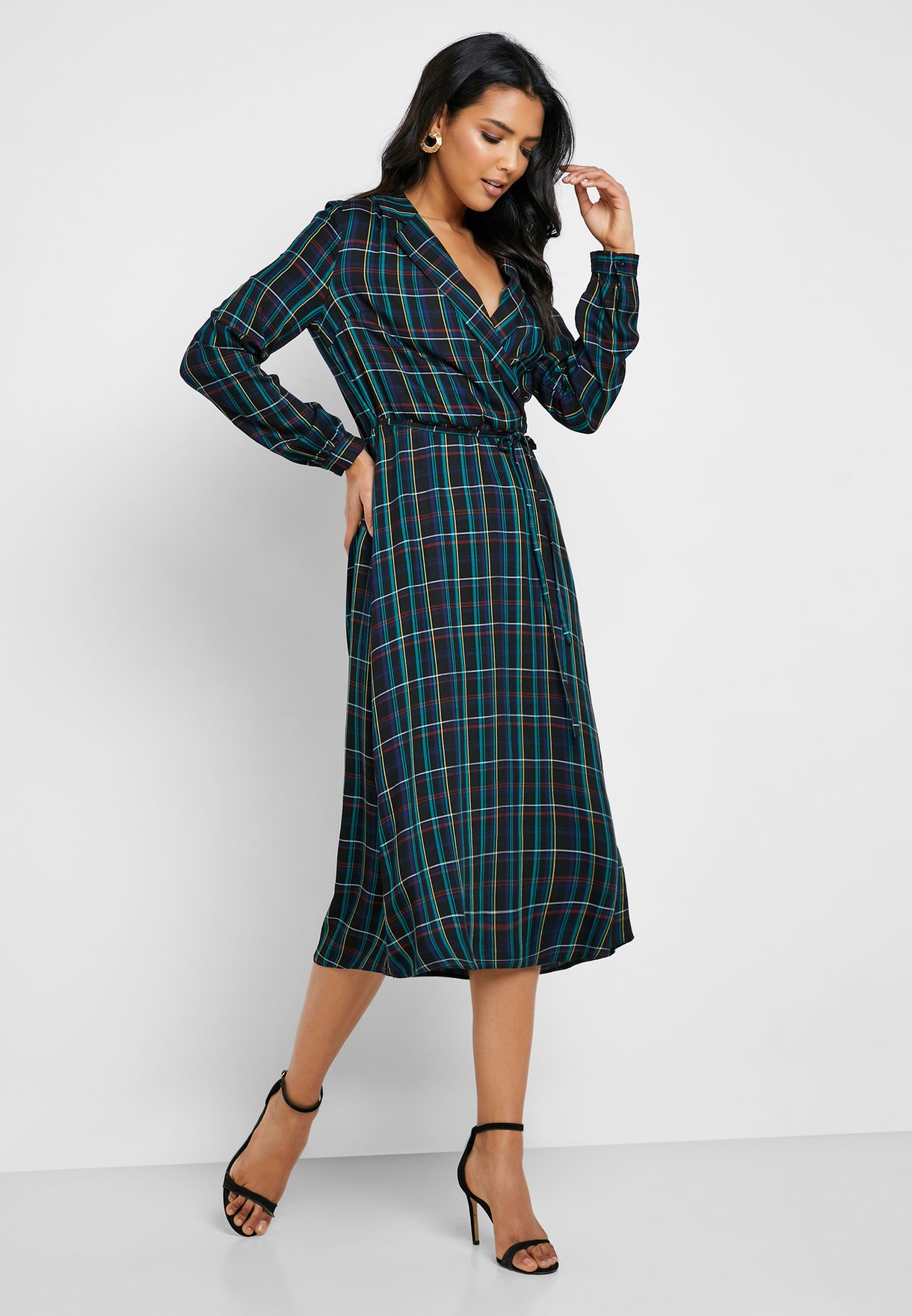 Buy Dorothy Perkins Tall prints Checked Wrap Dress for Women in MENA,  Worldwide