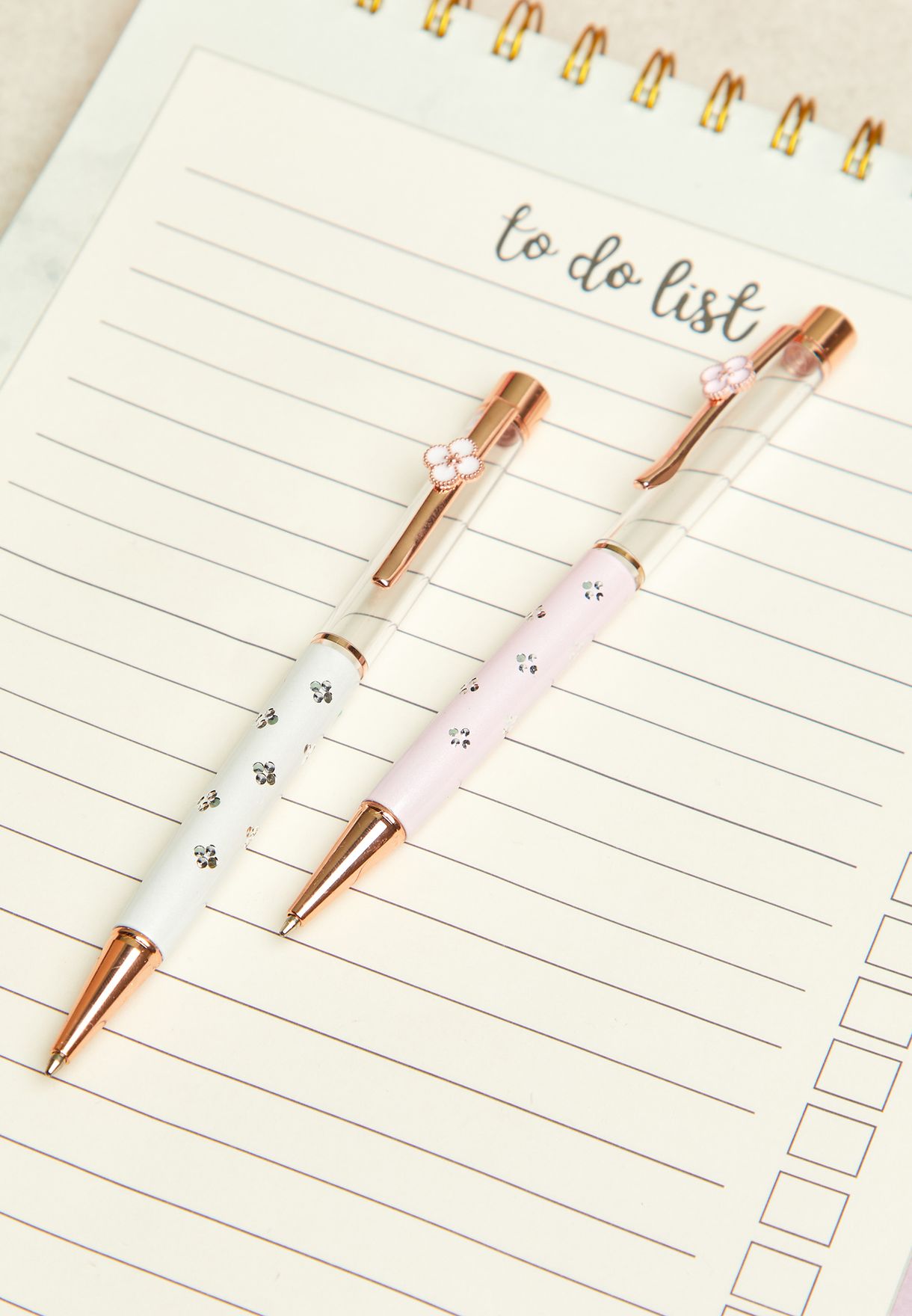 Set Of Two Pink & White Pens