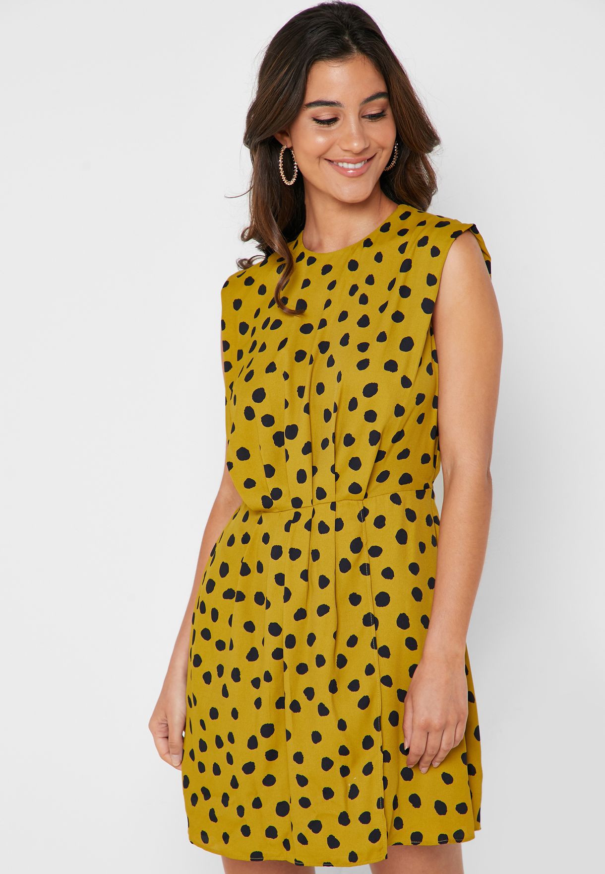 mango yellow polka dot dress