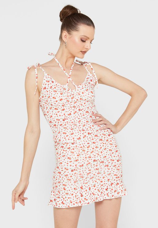 Floral Print Cami Tie Detail  Dress