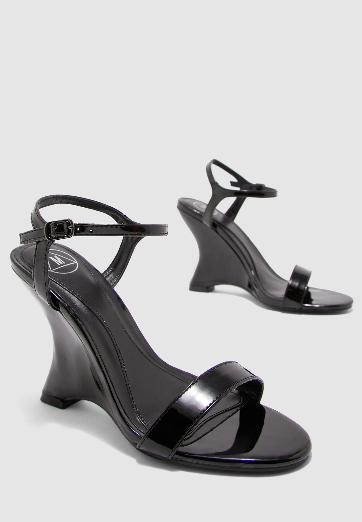 Extreme Curved Ankle Strap Wedge Sandal 