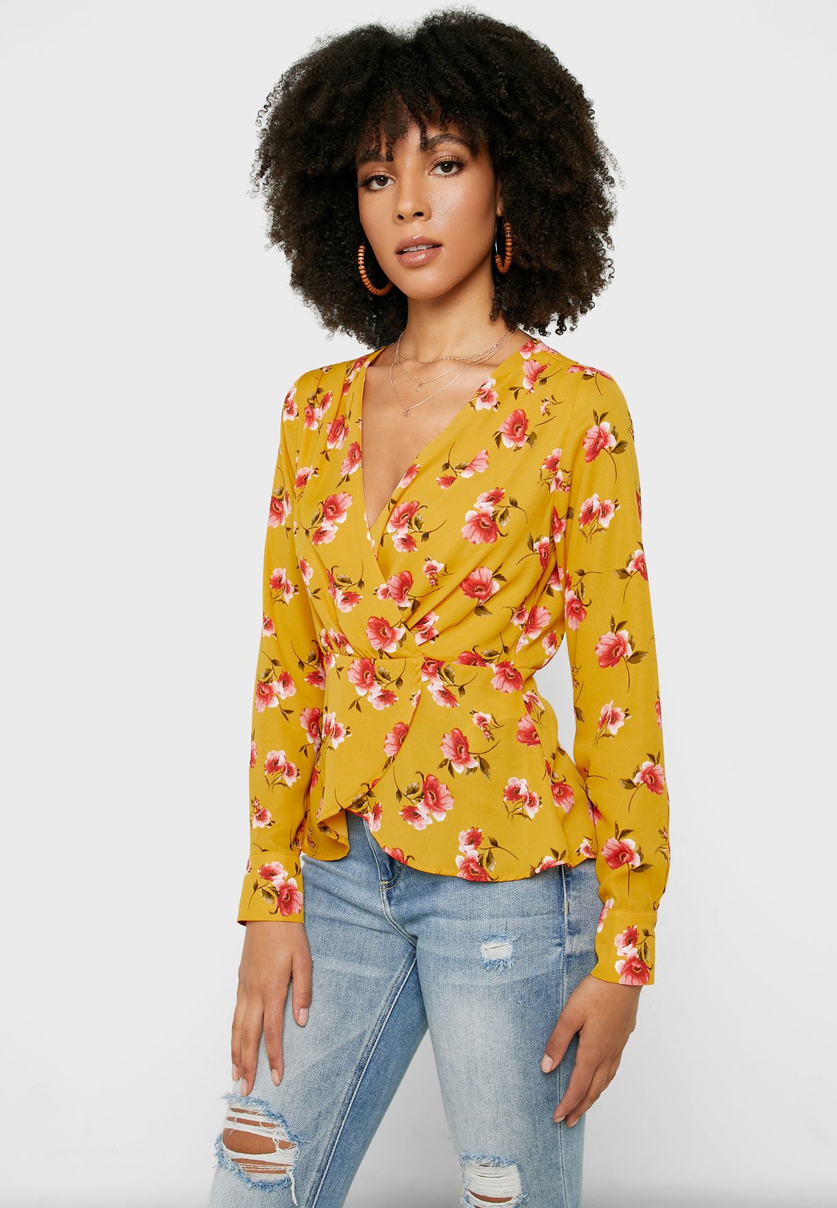 forever 21 yellow floral top