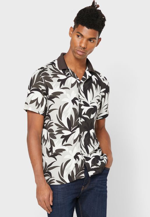 Palm Print Slim Fit Shirt