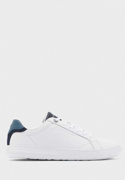 tommy hilfiger essential leather icon logo sneaker in white