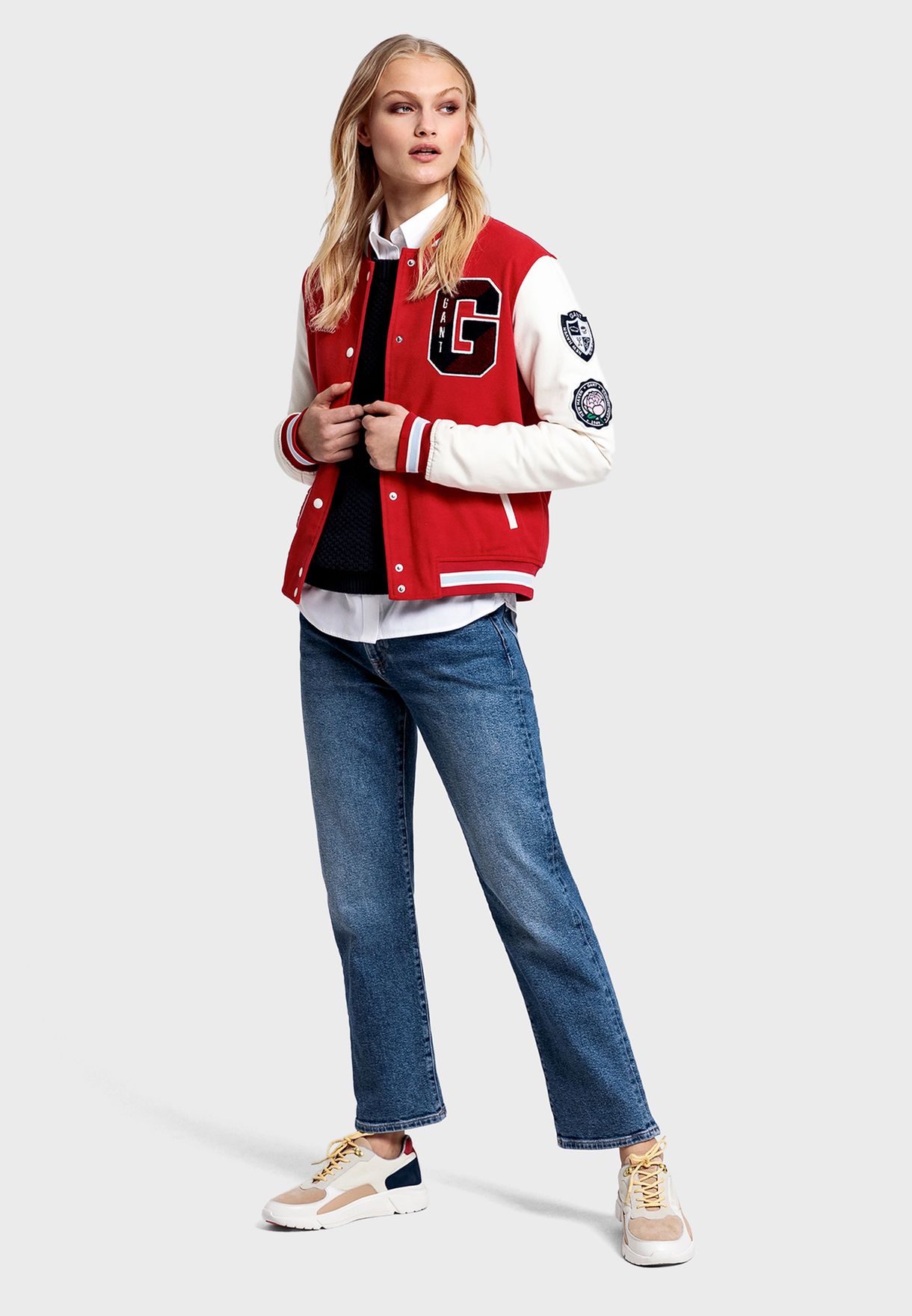 red varsity jacket