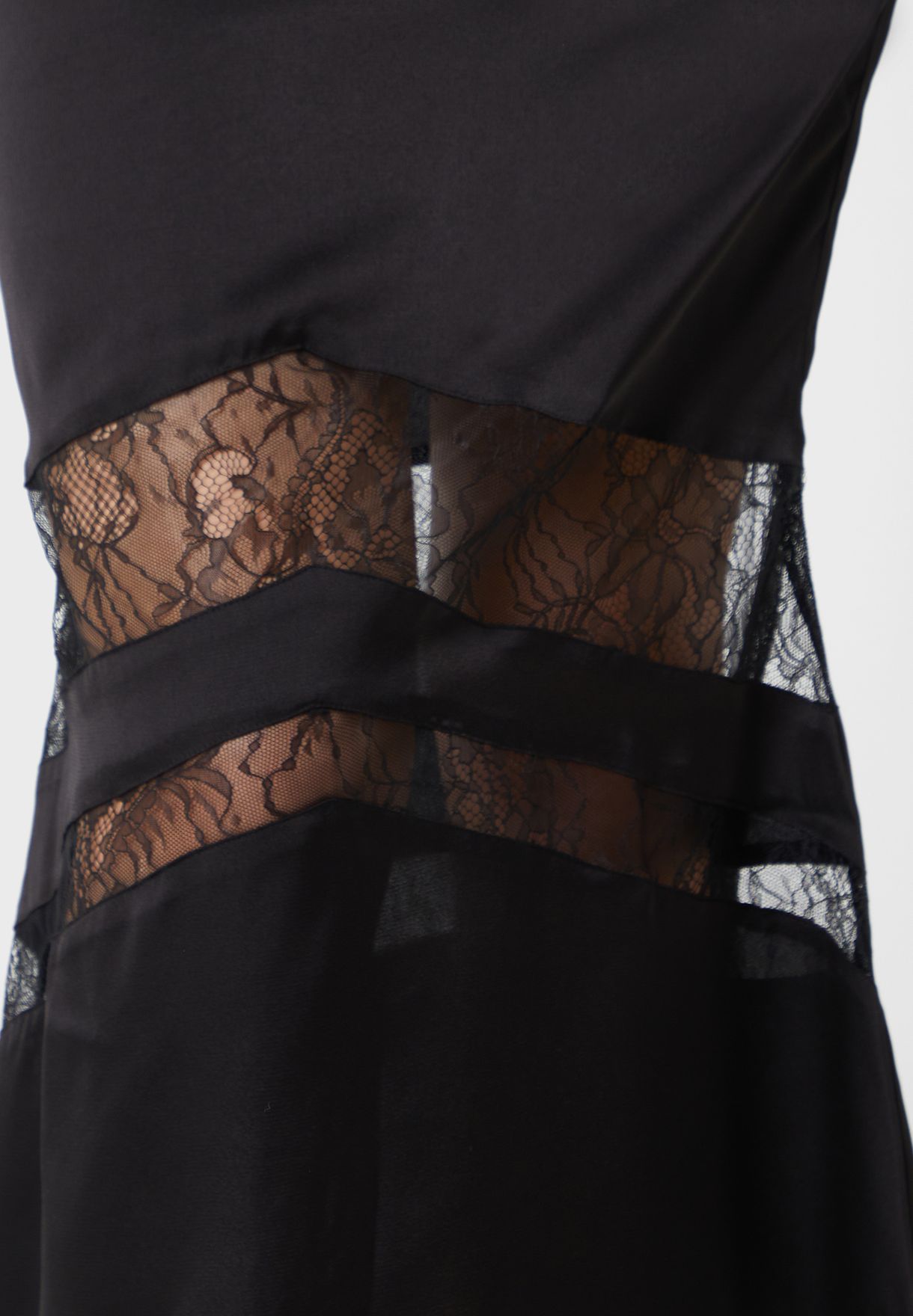 Mesh Insert Ruffle Detail High Waist Skirt