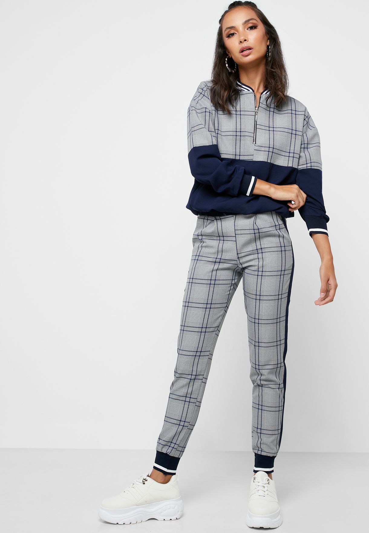 checked joggers womens