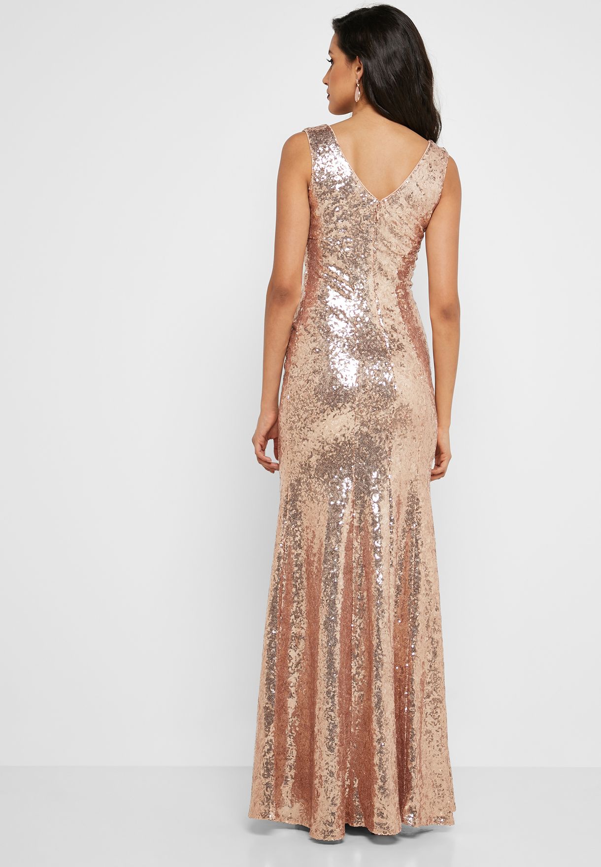 Buy Quiz Gold V Neck Sequin Dress For Women In Manama Riffa 4285