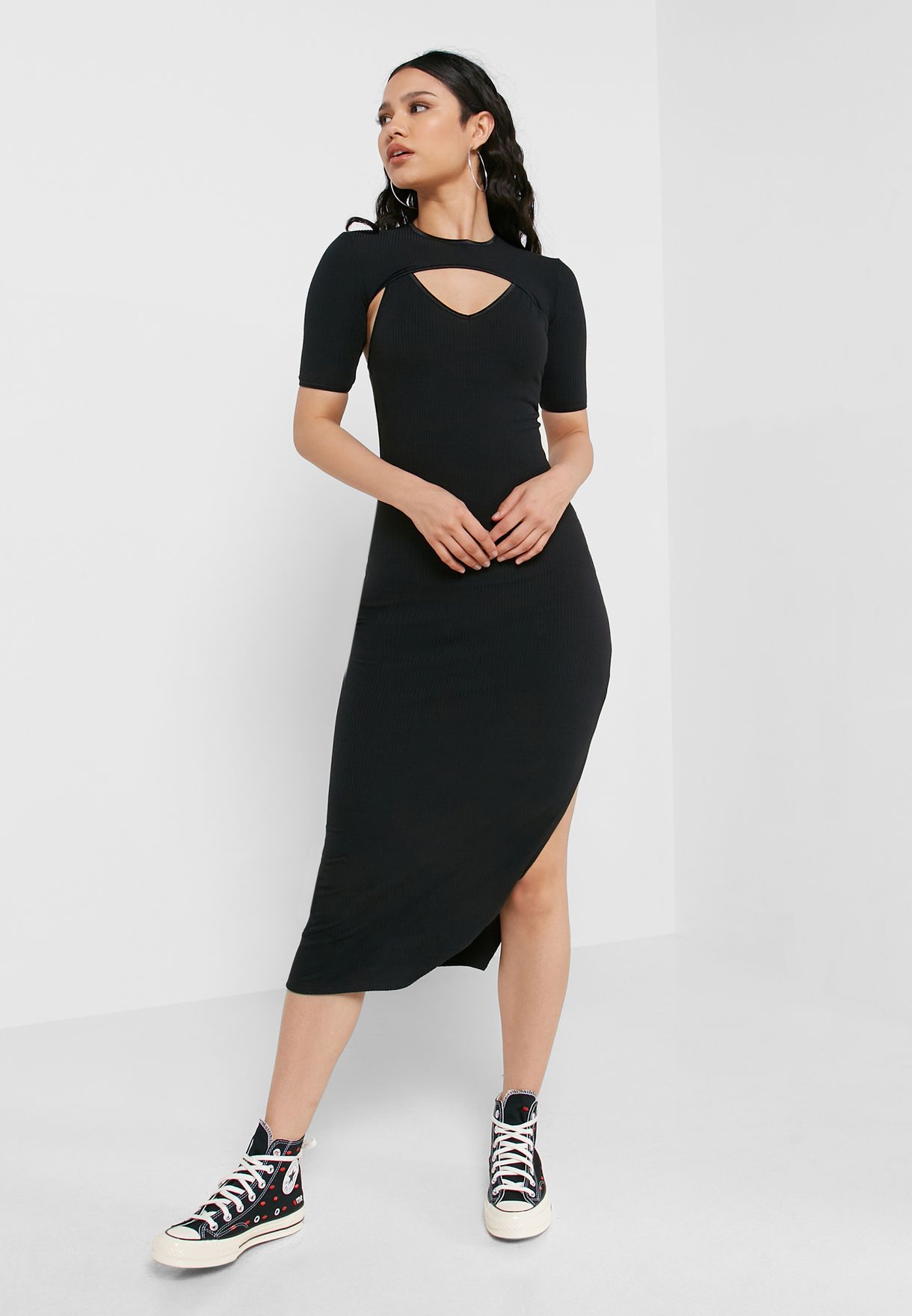 topshop black cut out dress