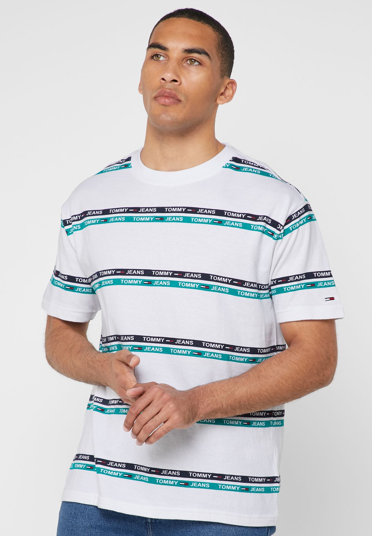 tommy jeans signature stripe tee