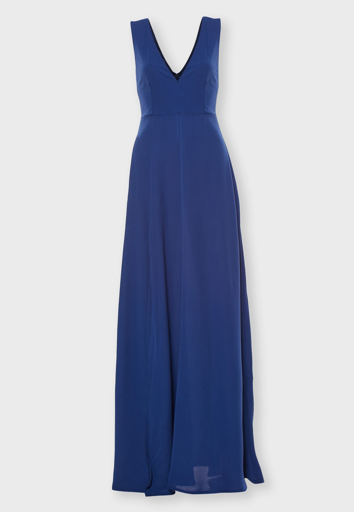 navy plunge maxi dress
