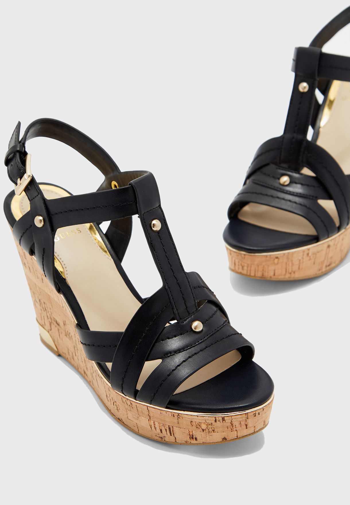 guess black wedge sandals