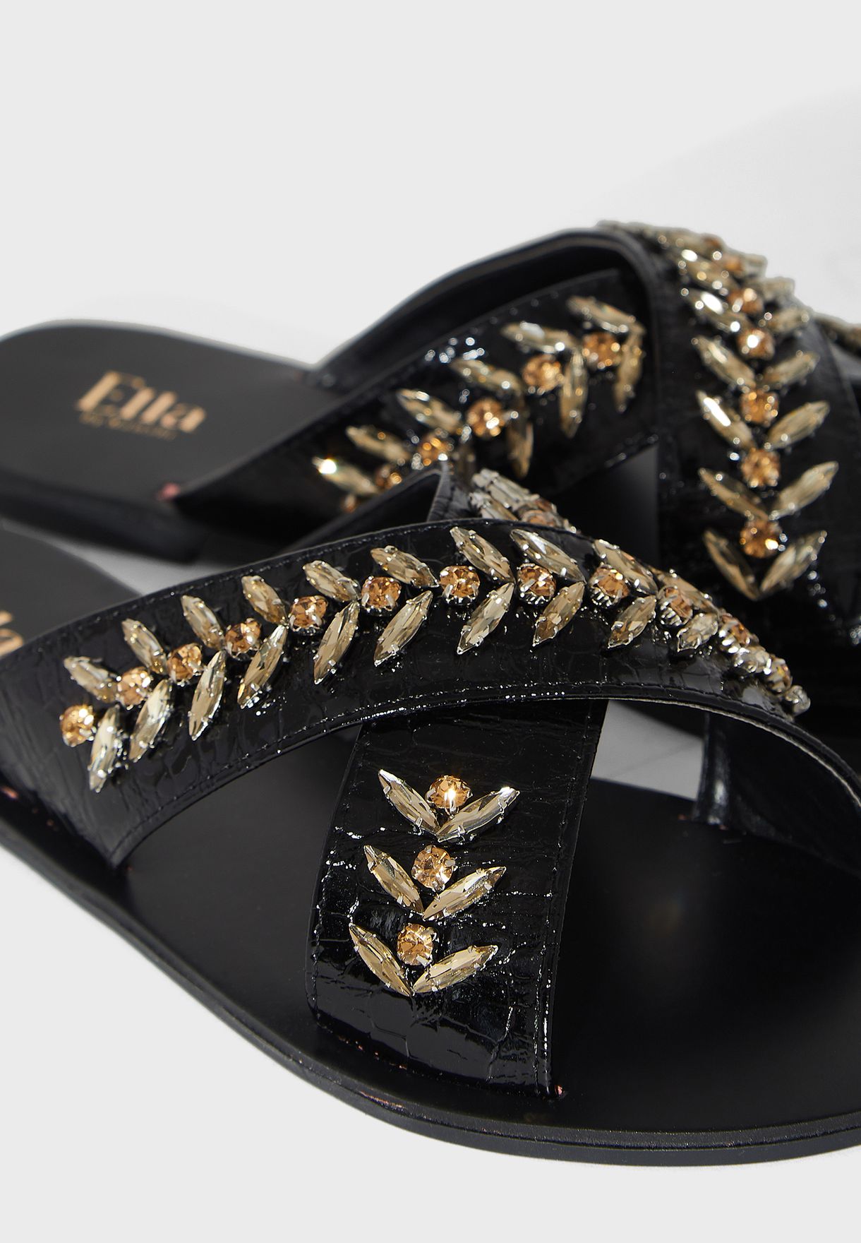 Cross Front Sandal With Embellishment