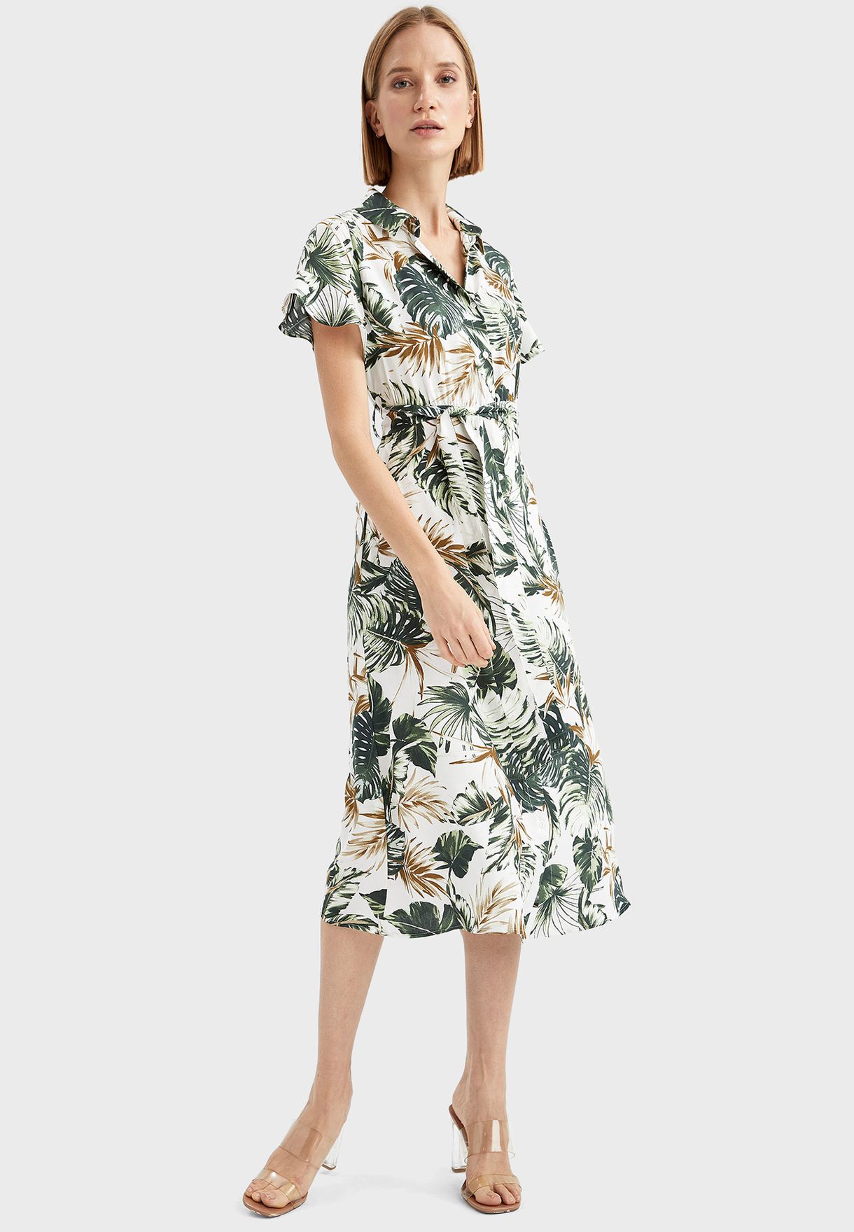 Printed Ruffle Detail Dress