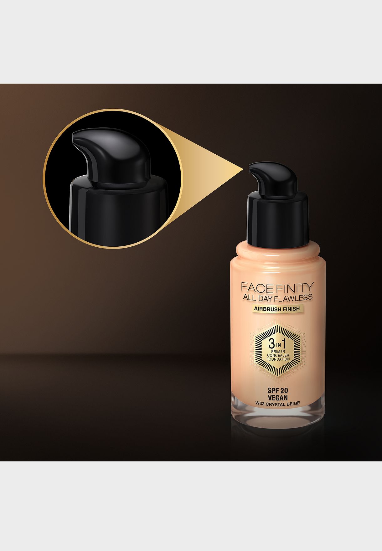 Facefinity All Day Flawless 3 In 1 Foundation - 33 Crystal Beige, 30Ml
