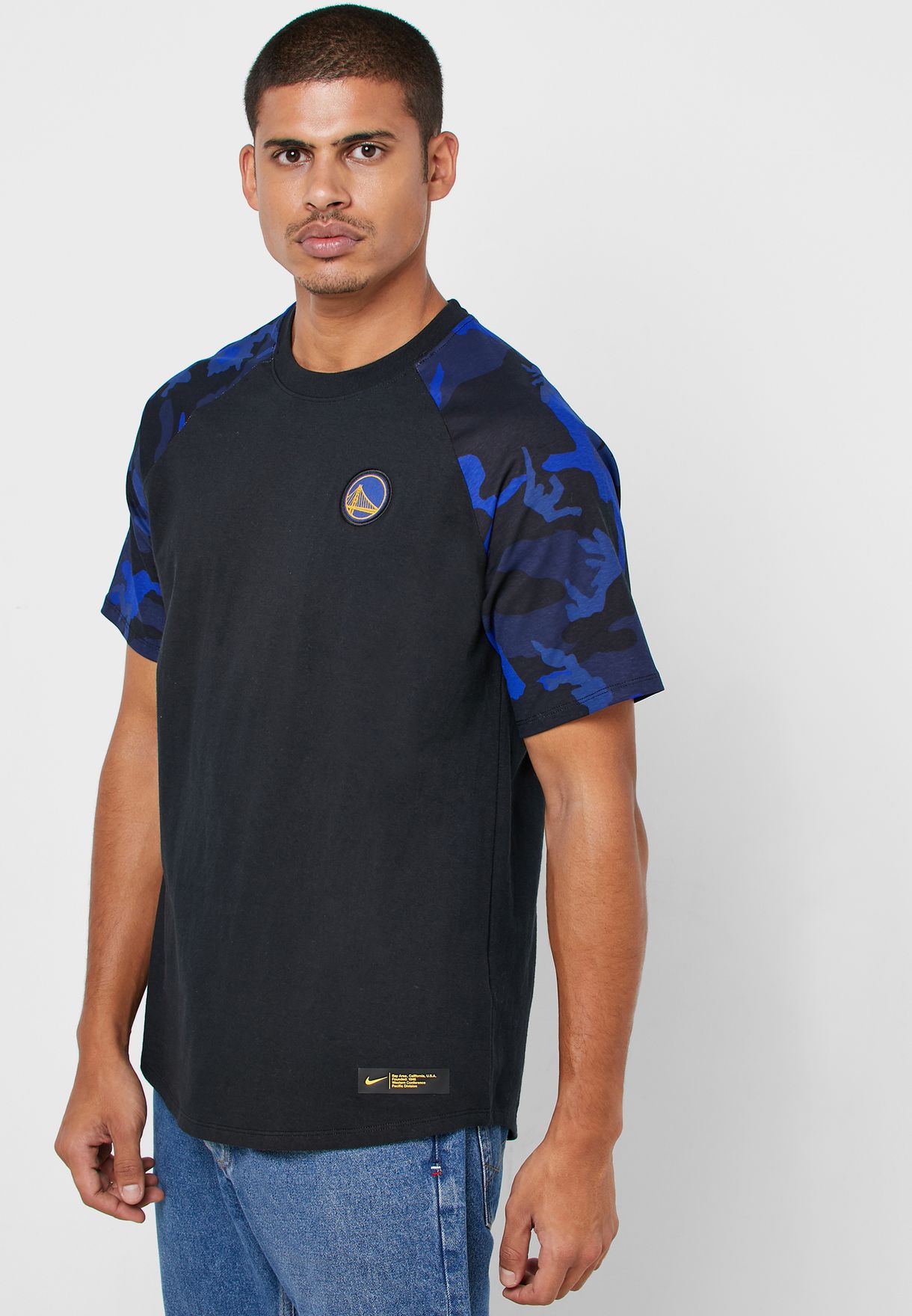 blue camo nike shirt