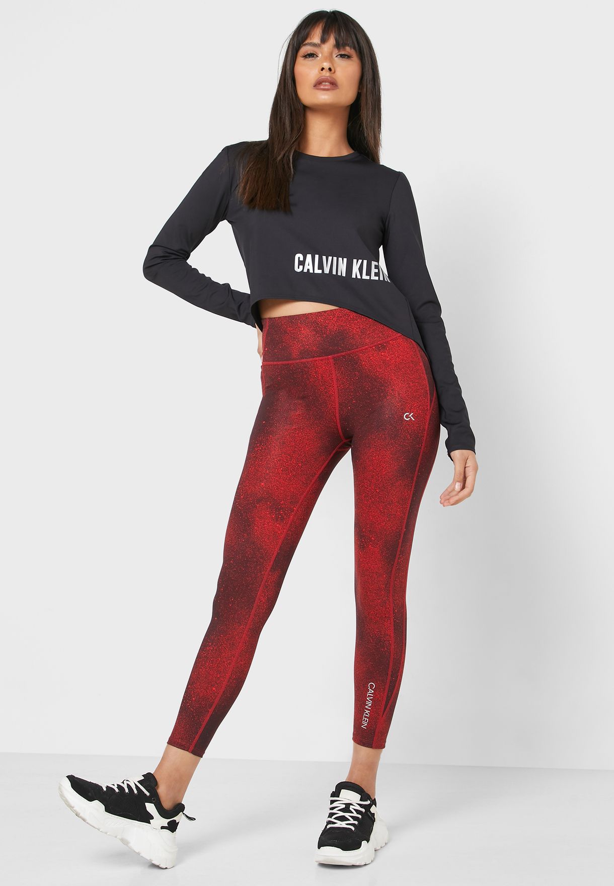 red calvin klein leggings