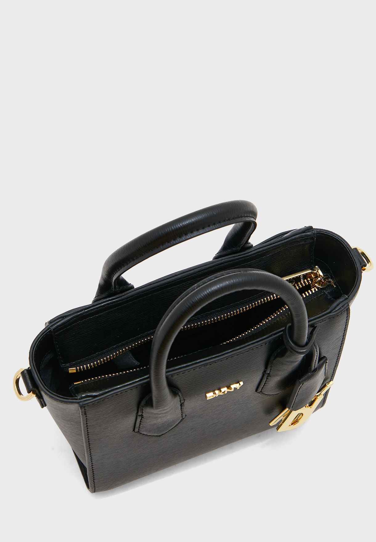 dkny black saffiano charm satchel bag