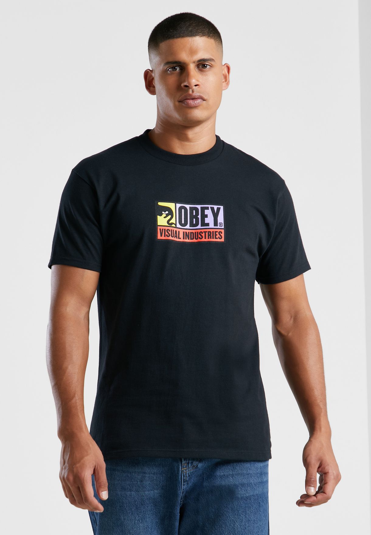 Buy Obey black Visual Industries T-Shirt for Men in MENA, Worldwide