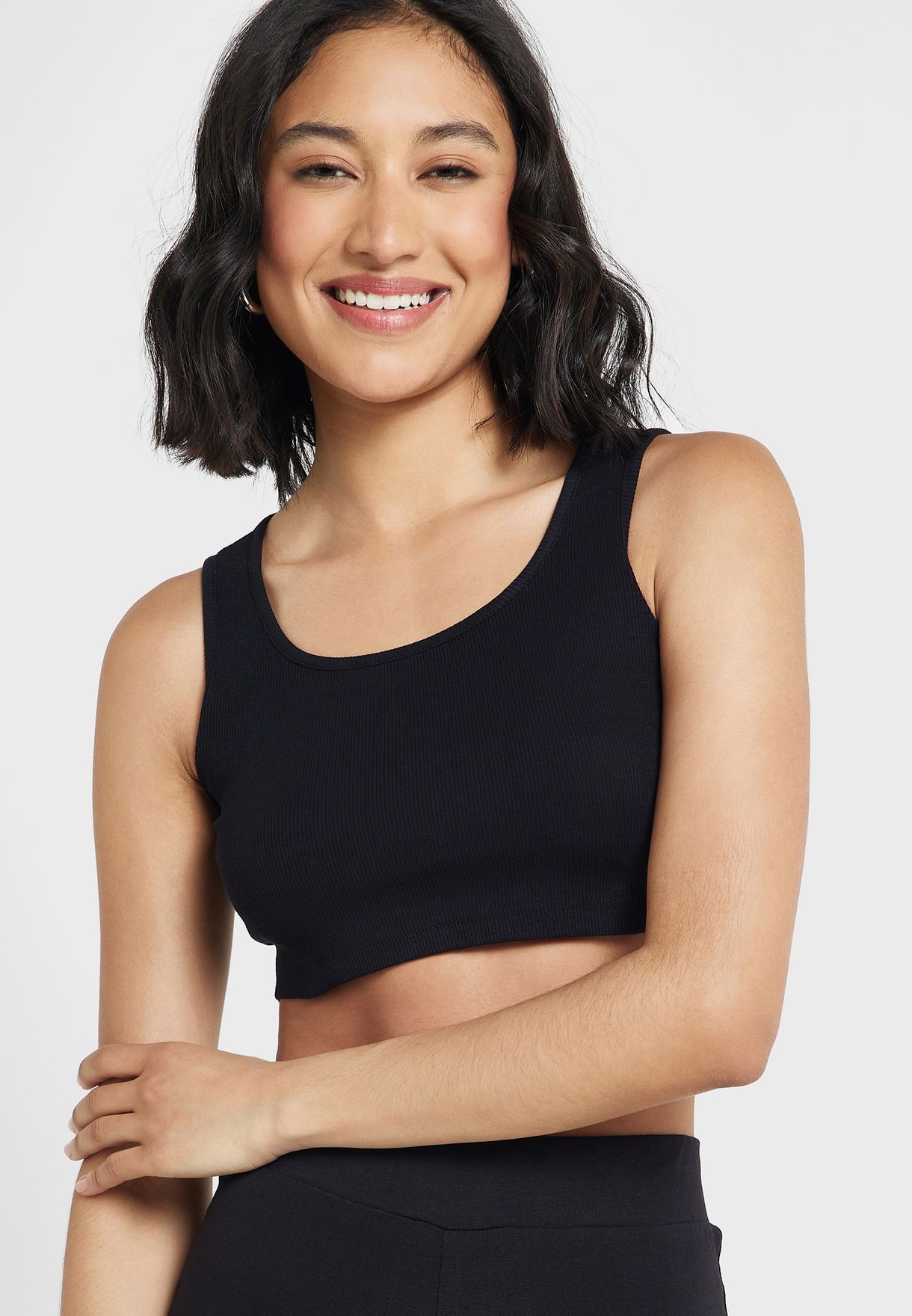 Ribbed Sleeveless Crop Top & Shorts Set