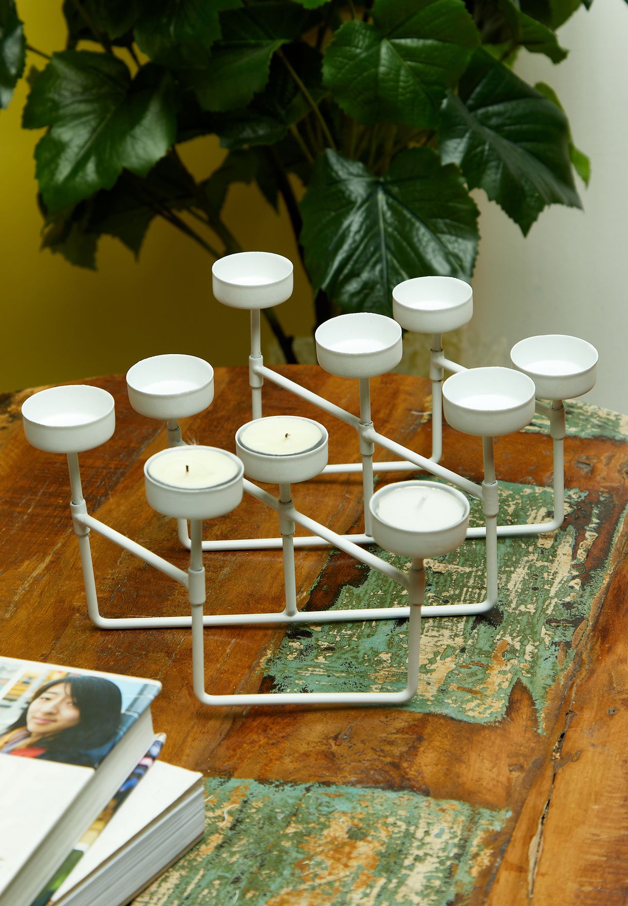 Harmonica Matte White Tea Light Candle Holder