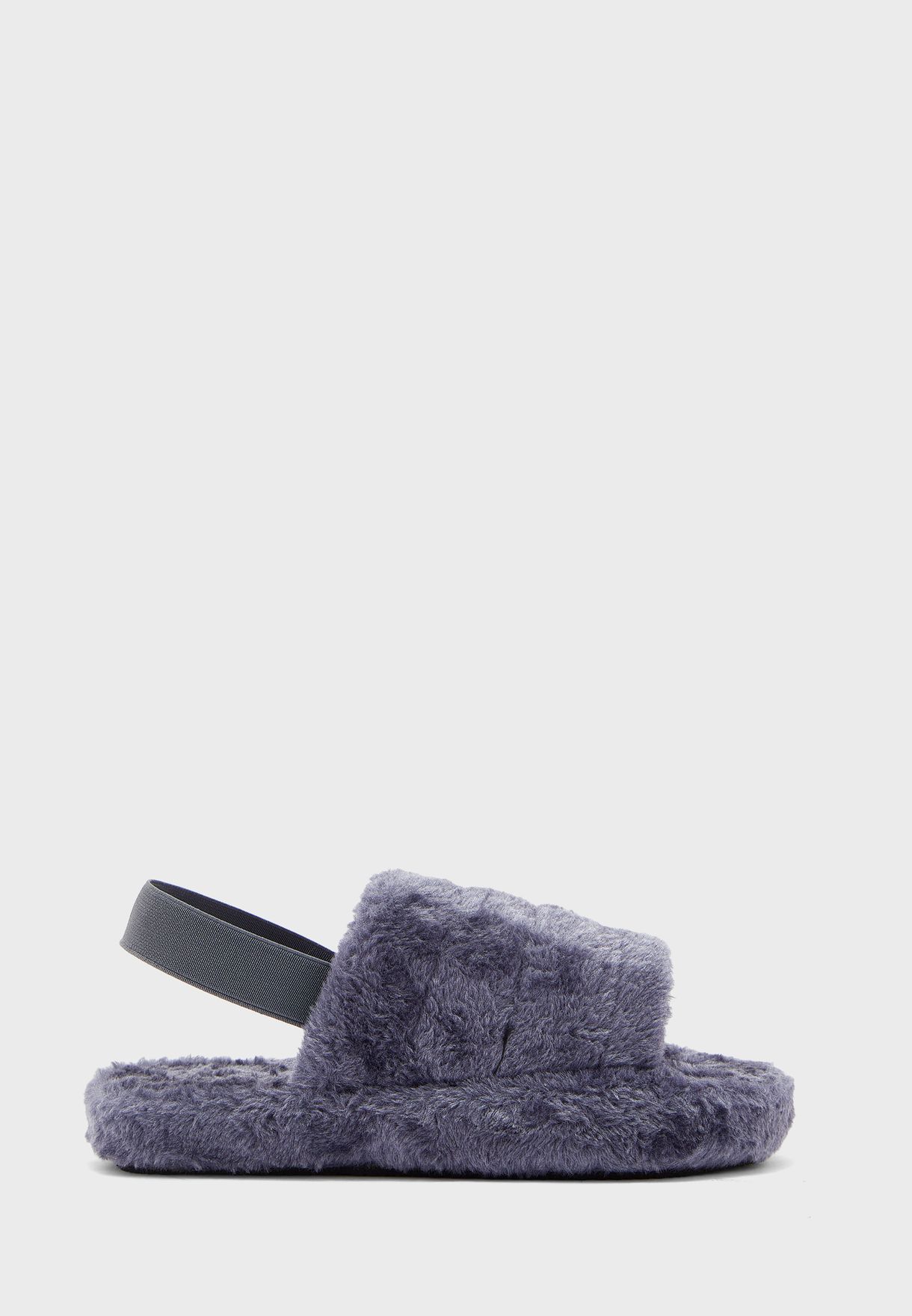furry slingback sandals