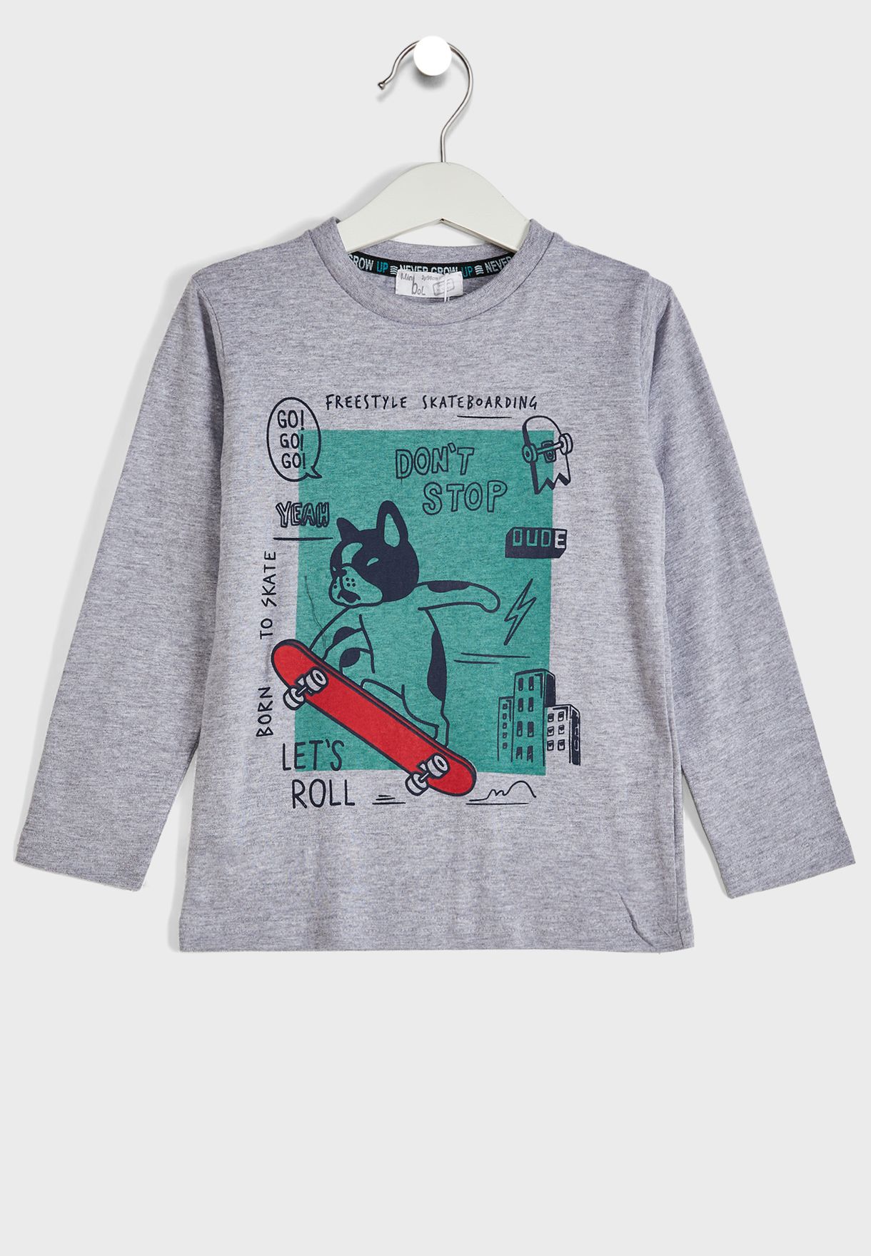 Kids Skater Dog Print T-Shirt