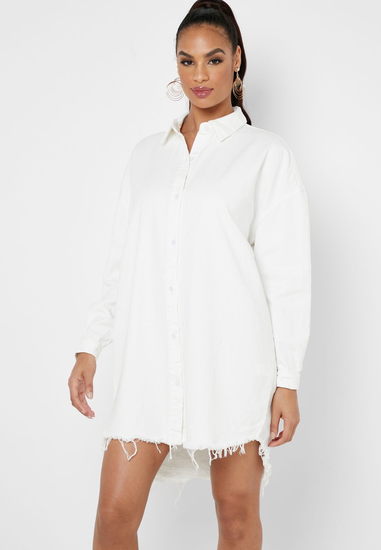 missguided white denim dress
