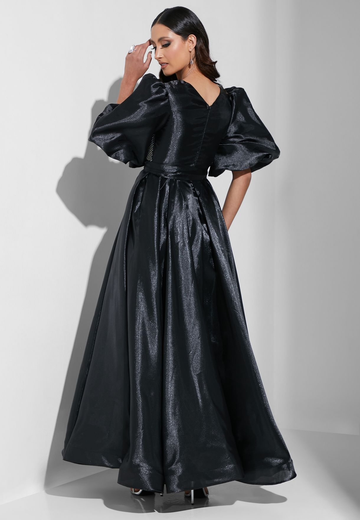 Puff Sleeve Fit & Flare Dress