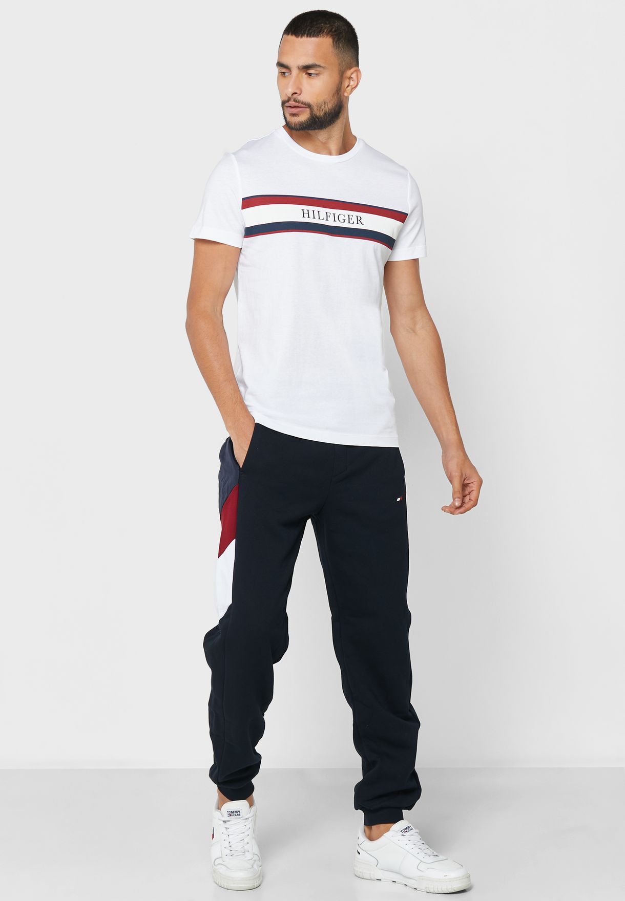 Striped Logo Crew Neck T-Shirt