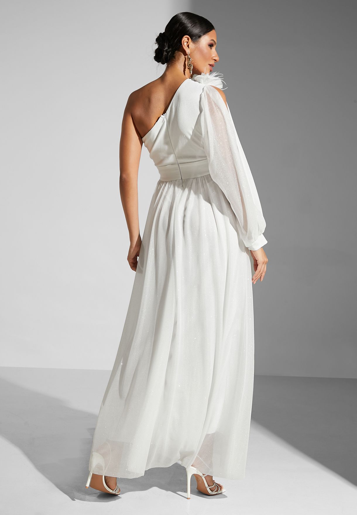 one shoulder long gown