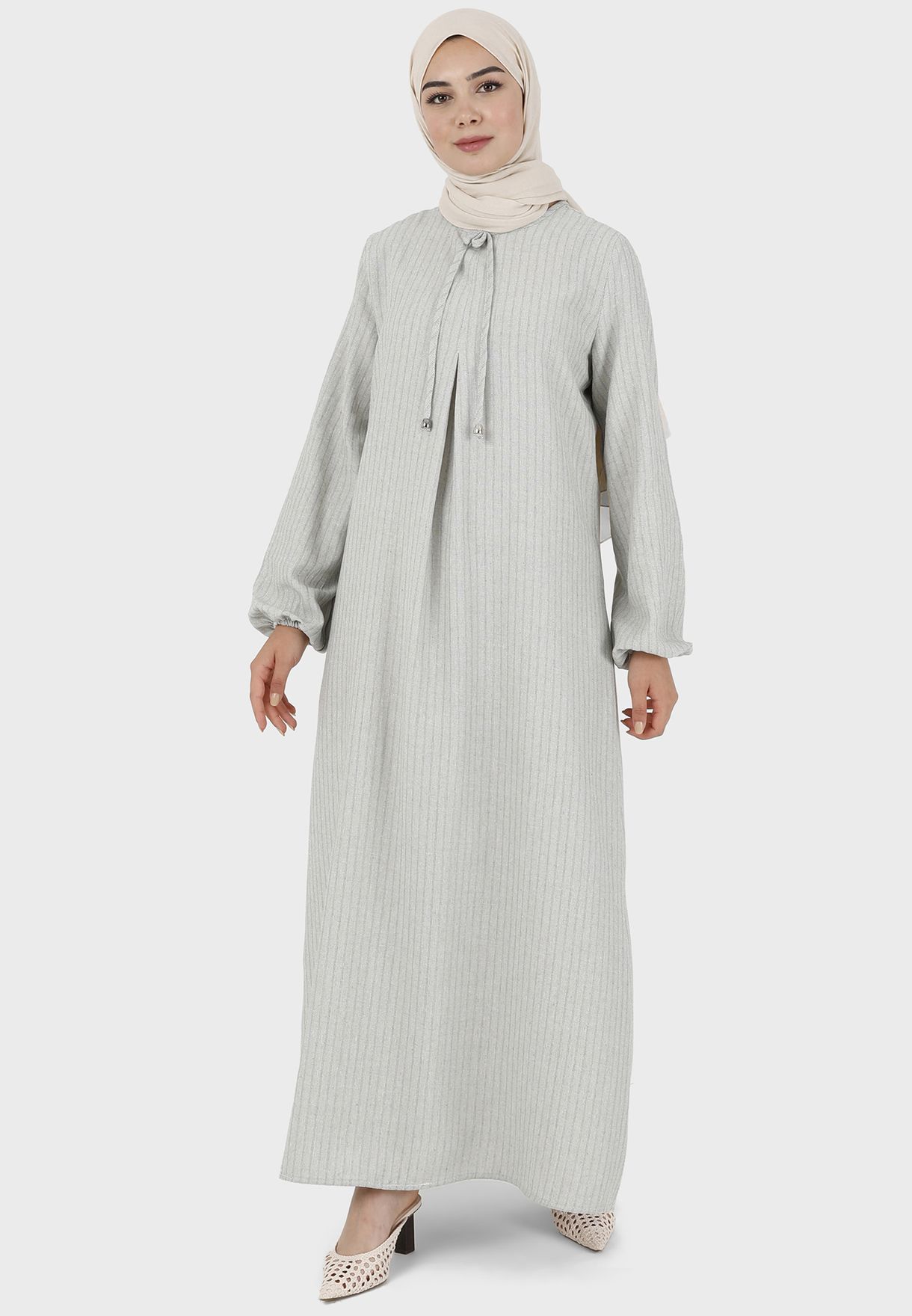 Round Neck Balloon Sleeve Dress