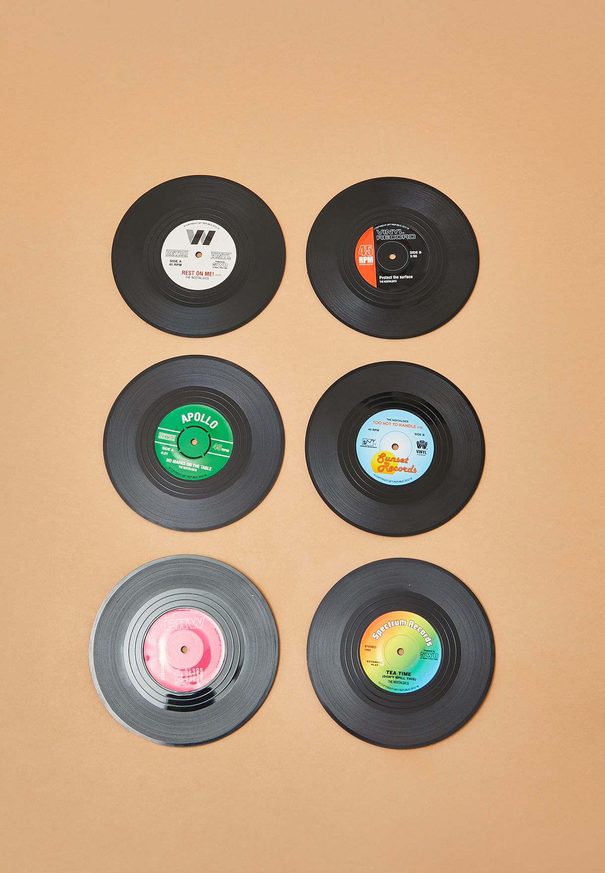 Vinyl Coasters Set of 6