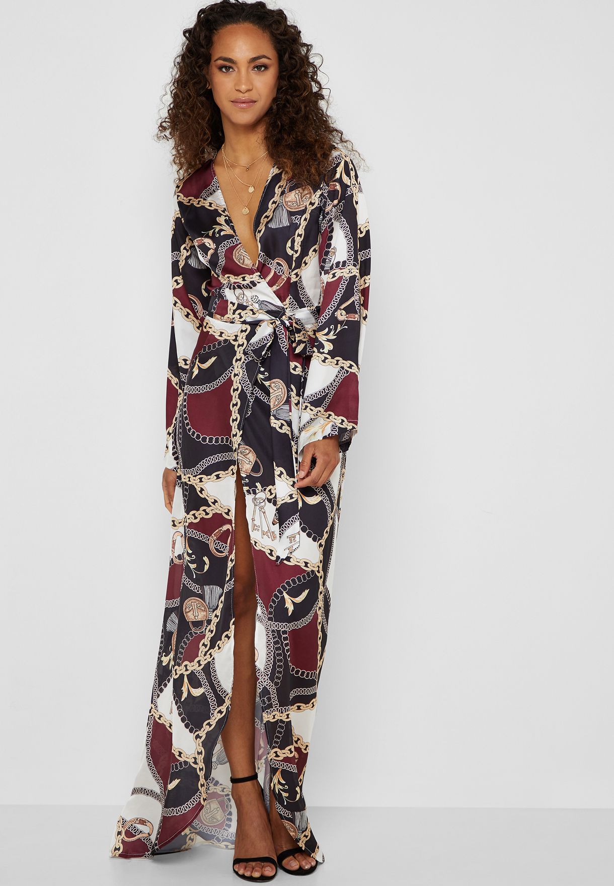 chain print maxi dress