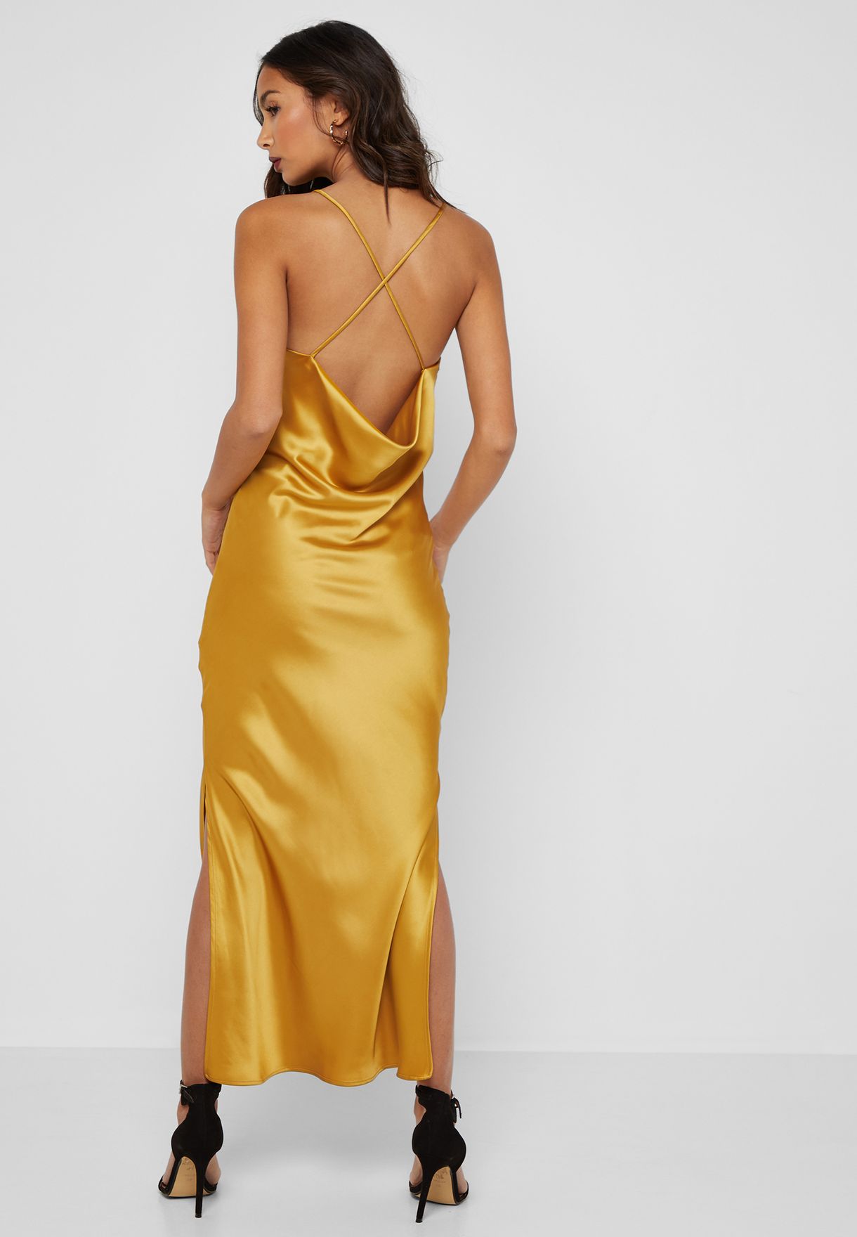 topshop gold slip dress