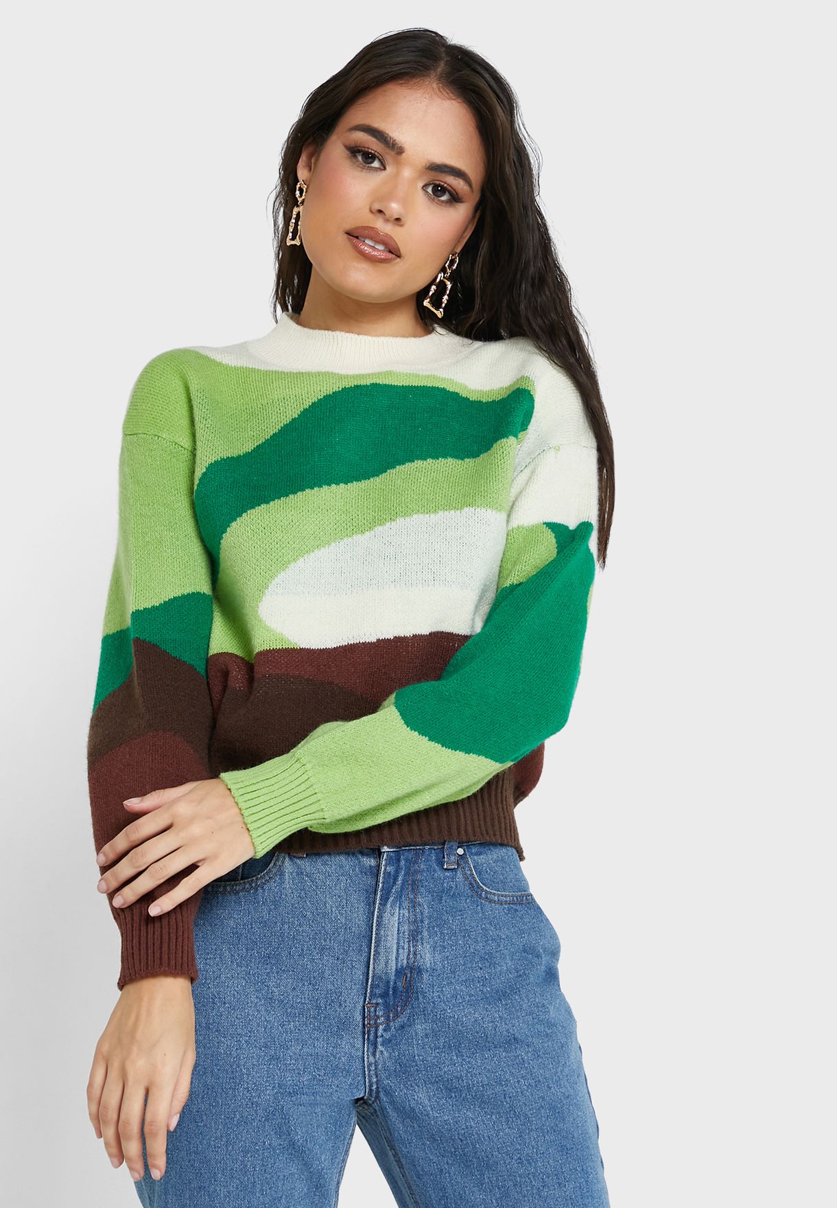 Abstract Print Sweater