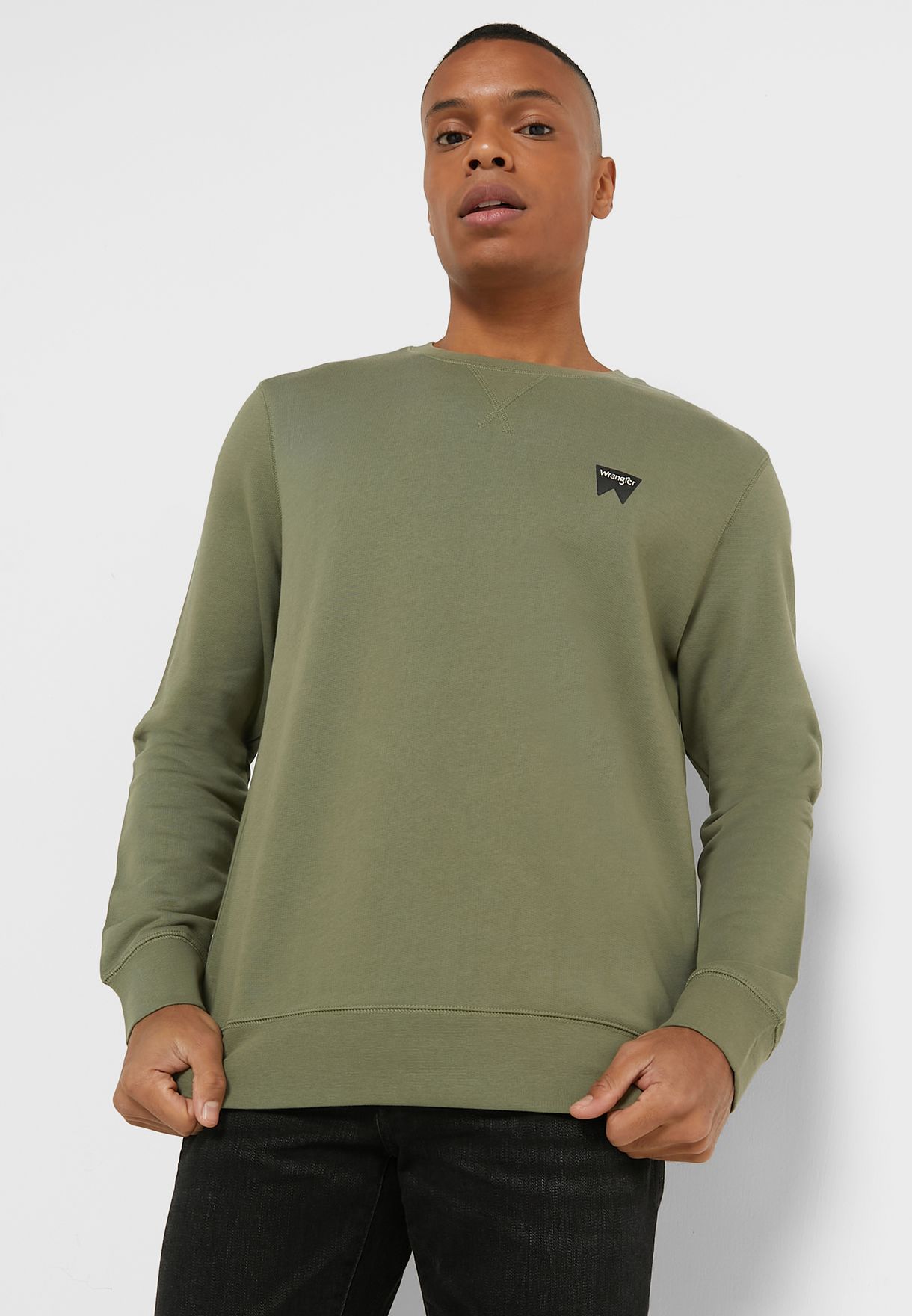 Buy Wrangler Men green Logo Crew Neck Sweatshirt for Men in Dubai, Abu Dhabi