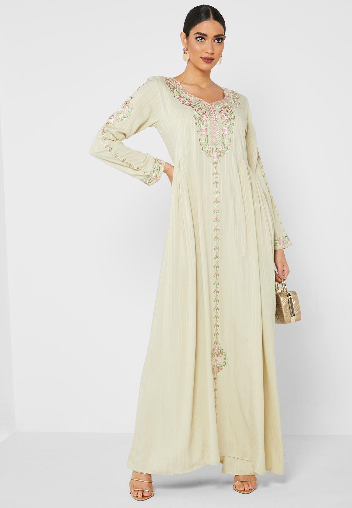 Buy Kashkha beige Striped Jalabiya for Women in Manama, Riffa