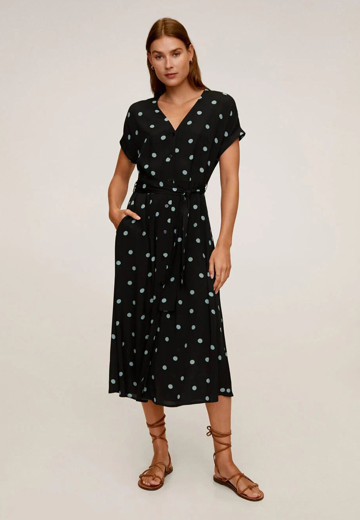 polka dot button up dress