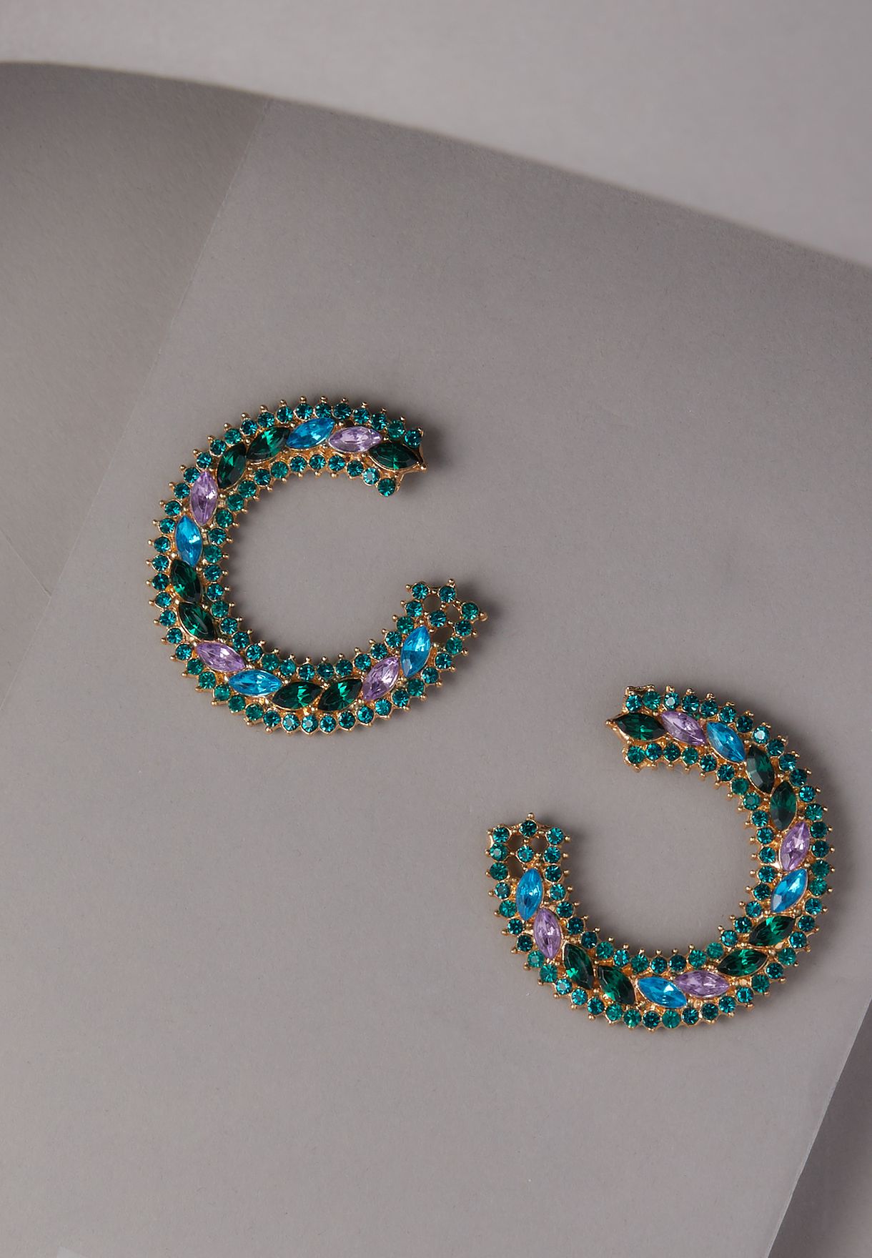 Oversized Jewelled Circle Stud Earrings 