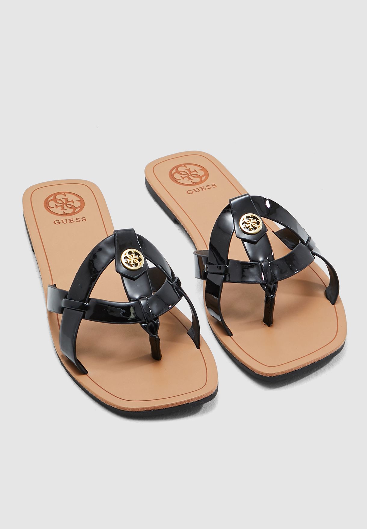 guess black flat sandals