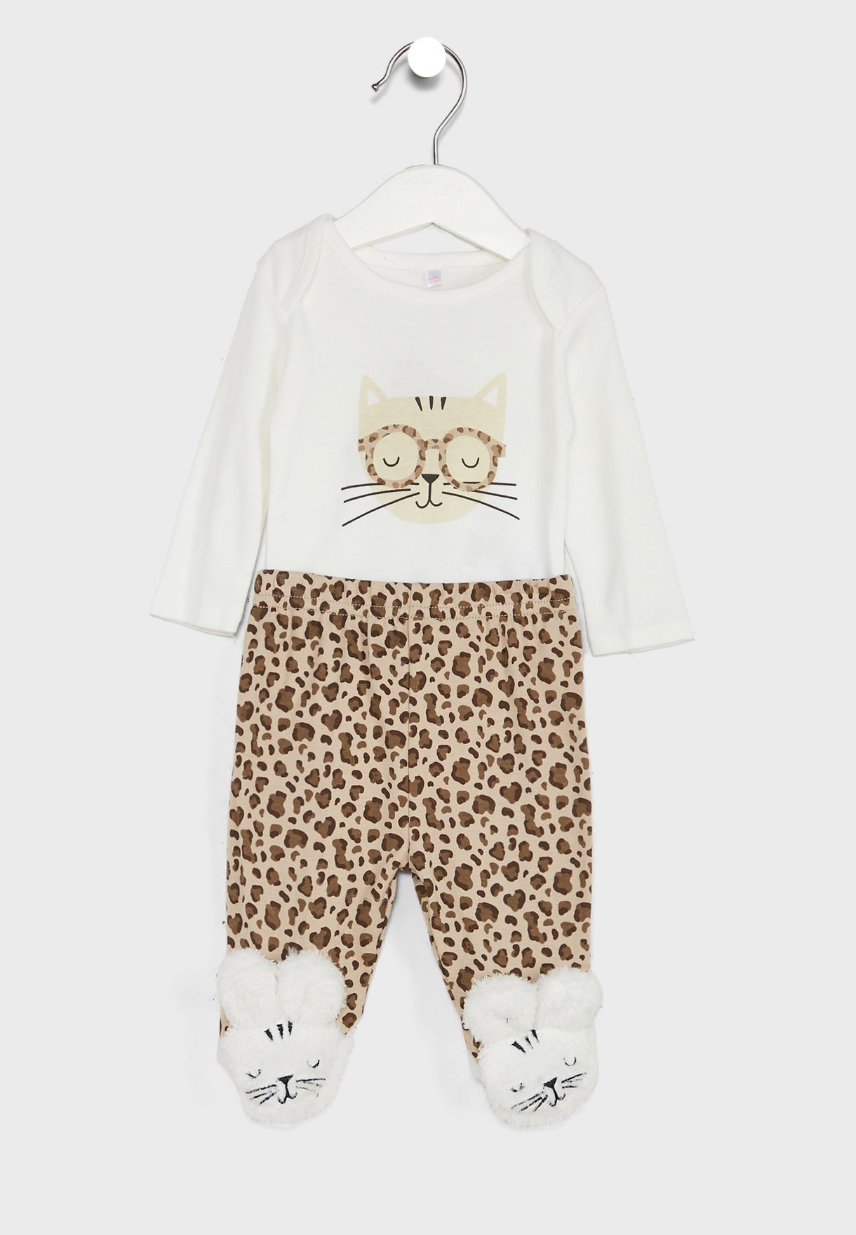 Infant Leopard Trouser Body And Bib Set