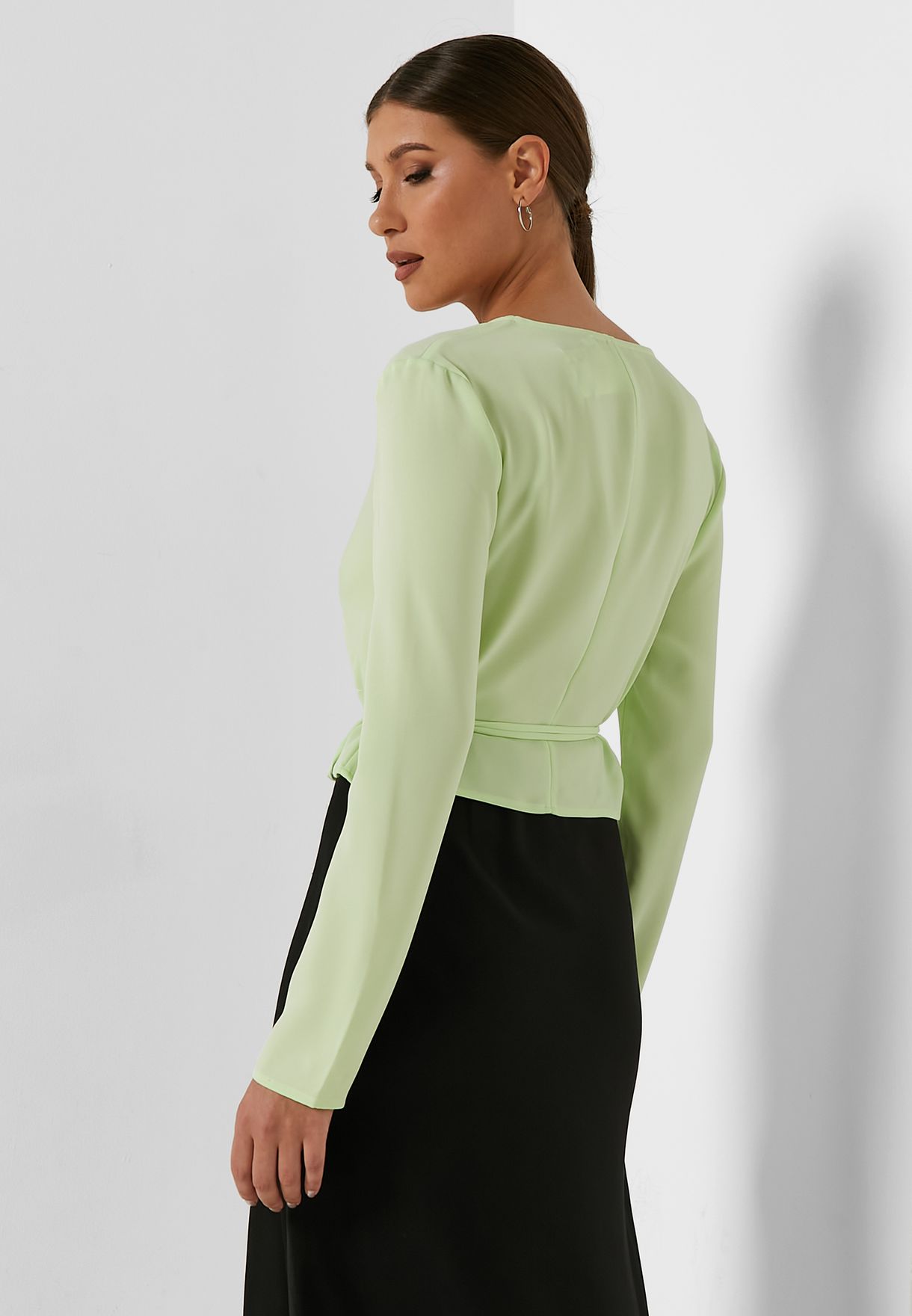 V-Neck Tie Detail Top