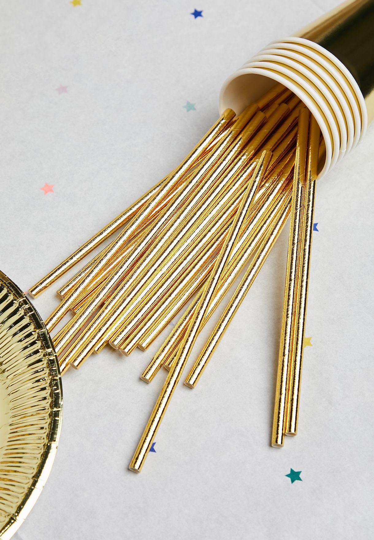 24 Pack Gold Foil Party Straws