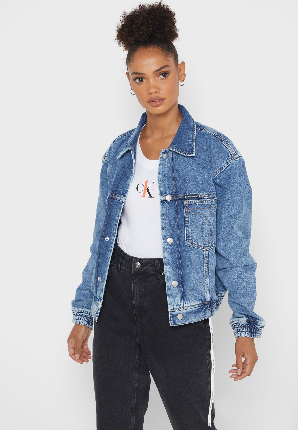 Buy Calvin Klein Jeans blue Button Down Denim Jacket for Women in Manama,  Riffa